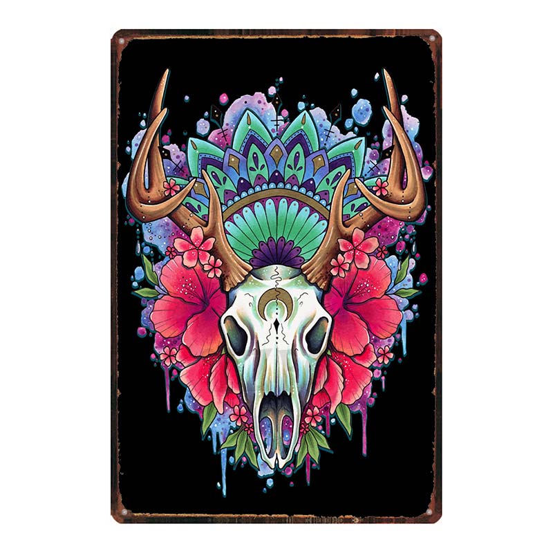 YZFQ  Sugar Skull Plaque Metal Vintage Horror Tin Sign  Wall  Bar Restaurant Home Art Cinema Tattoo Shop Decor Poster DU-7291B