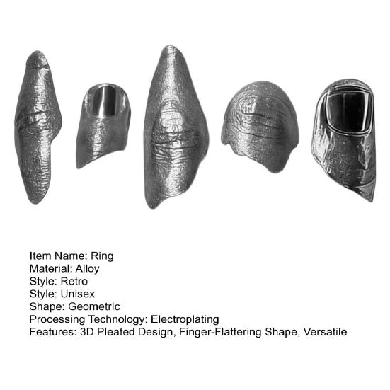 1/5Pcs No Manicure Open Ring Texture Lightweight Nail Irregular Metallic Skin Art Ring Adjustable Finger Accessory