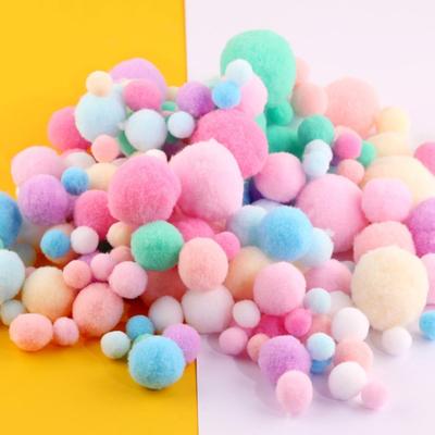 Mixed Elastic Gradient Small Pom Poms for DIY Creative Christmas Crafts - Fluffy Balls In Various Sizes for Children's Handmade Projects.