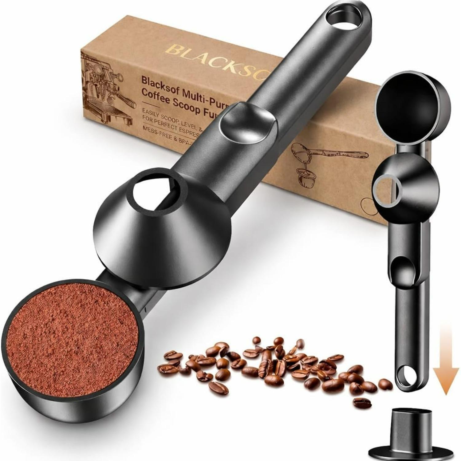 

Coffee Scoop & Funnel for Reusable K Cup Pods – 2 Tablespoon Measuring Spoon for Ground Coffee,Protein Powder,and Tea – No-Spill Design чёрный