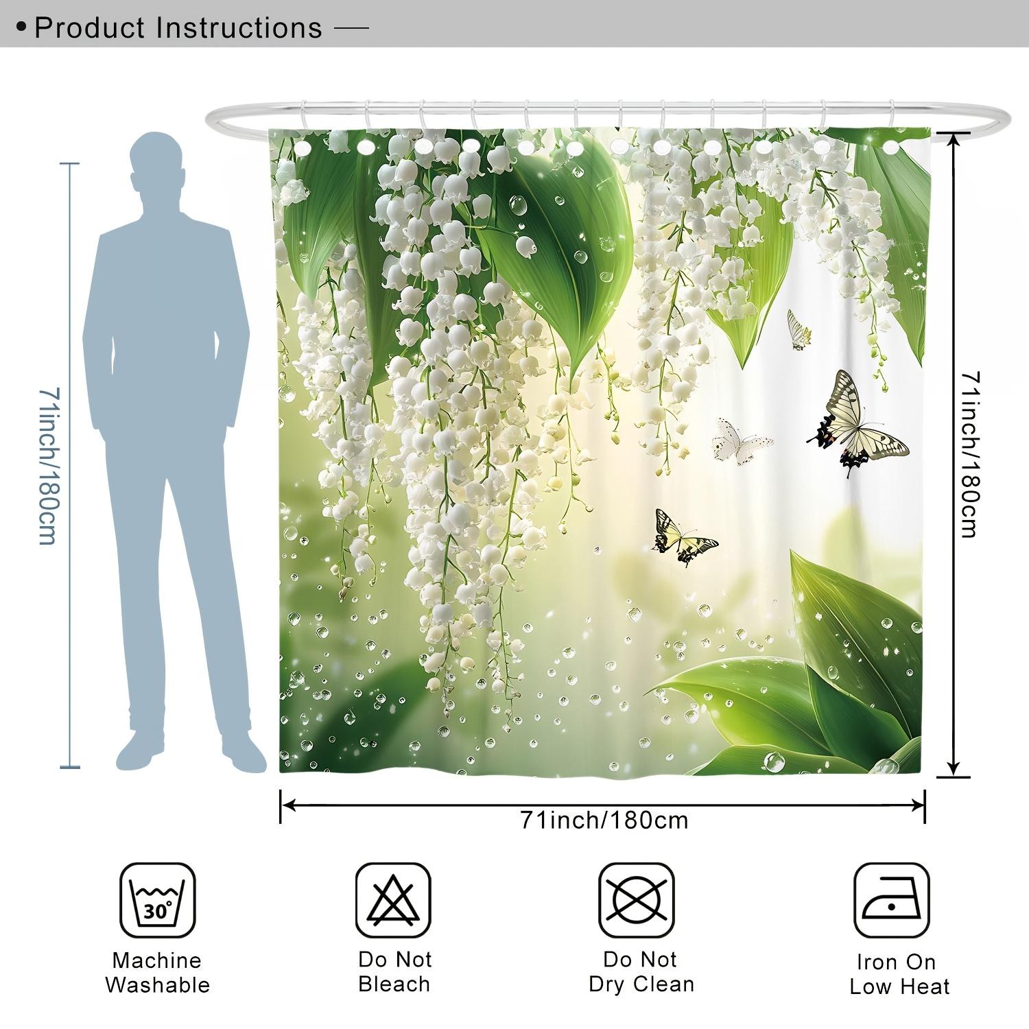 

1/4 шт. Роскошный весенний водонепроницаемый комплект занавесок для душа, декоративный набор для ванной комнаты, нескользящий коврик для унитаза, коврик для ванной и 12 крючков 1PCS-Shower Curtain 71in*71in