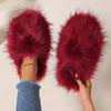 Fashion New Luxury Fur Slippers Women Round Toe Mongolian Fur Slides Woman Shoes Women Flat Half Slippers Lightweight Comfortable Shoes