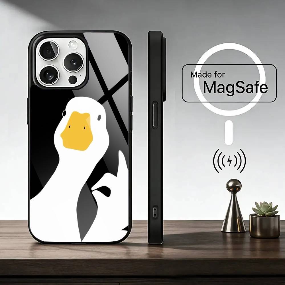 Cartoon Duck Phone Case For iPhone17,16,15,14,13,12,11 Plus,Pro Magnetic with Magsafe Wireless Charging