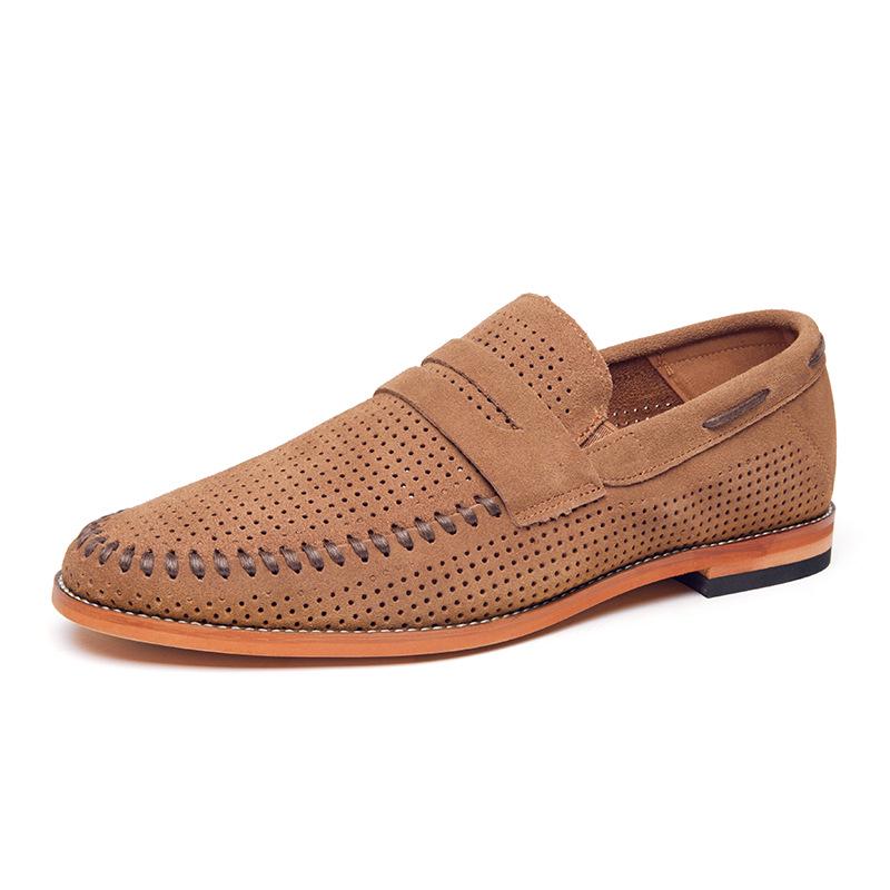 Men s Large Size Perforated Leather Loafers - Business Formal Slip-Ons 41