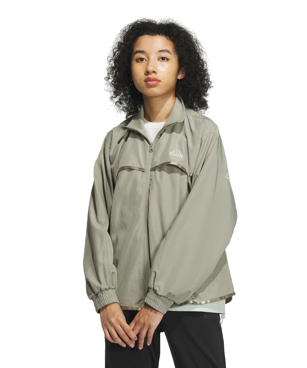 Женская спортивная кофта Adidas Top Word Woven Silver Pebble, размер M, артикул JSY16, (IM8733),