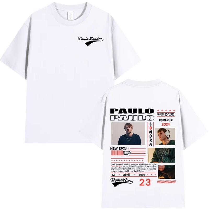 Rapper Paulo Londra Album Merch Tshirts Unisexs Women Clothing Fashion Hip Hop Oversized T Shirts Cotton Cozy Short Sleeve Tshirt
