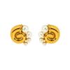 2024 Beach Style 18k Gold Plated Stainless Steel Conch Shell Pearl Stud Earrings - Waterproof