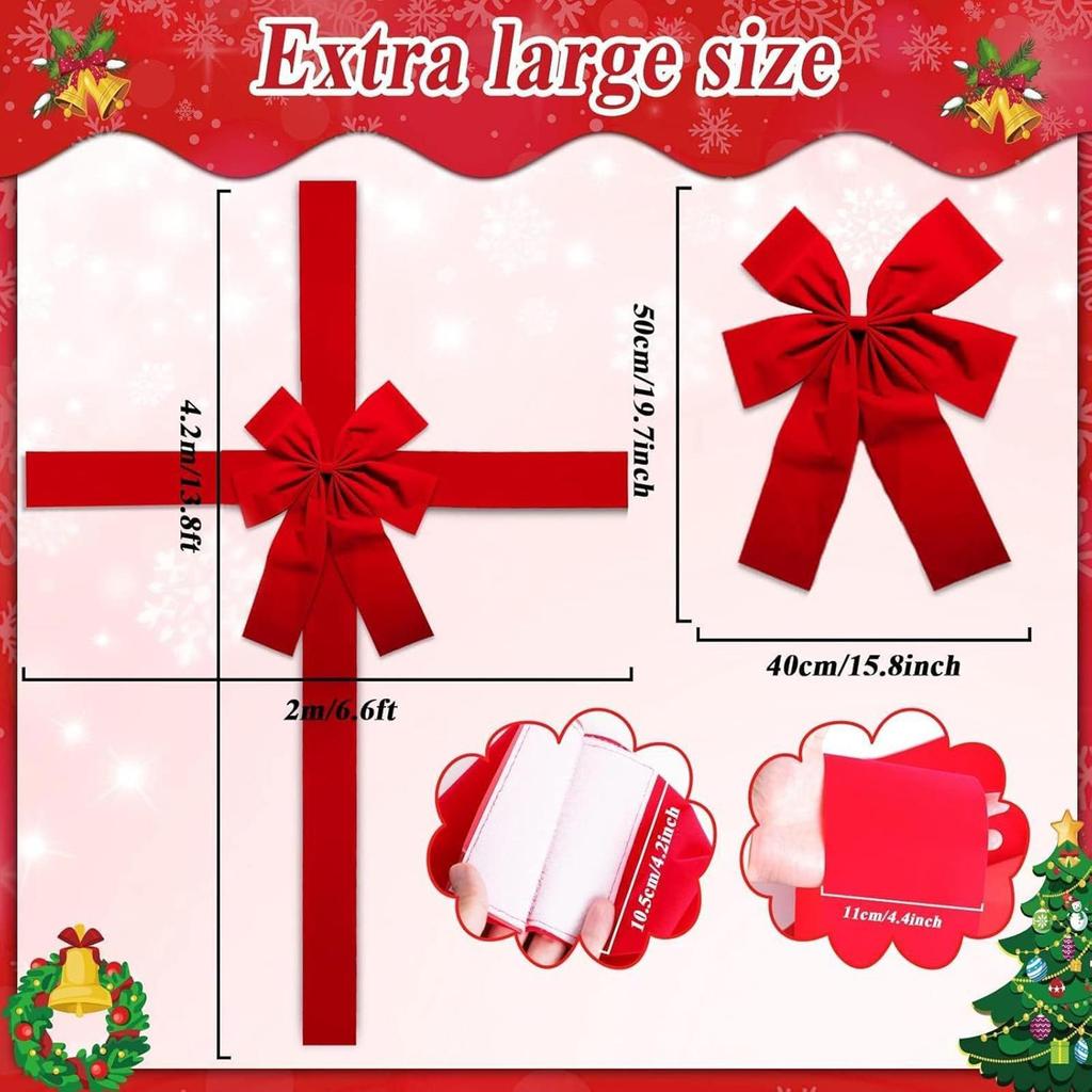 Door Hanging Bow Backdrop Versatile, Christmas Decoration, Christmas Cabinet Door Ribbon for Gift Wrapping Home