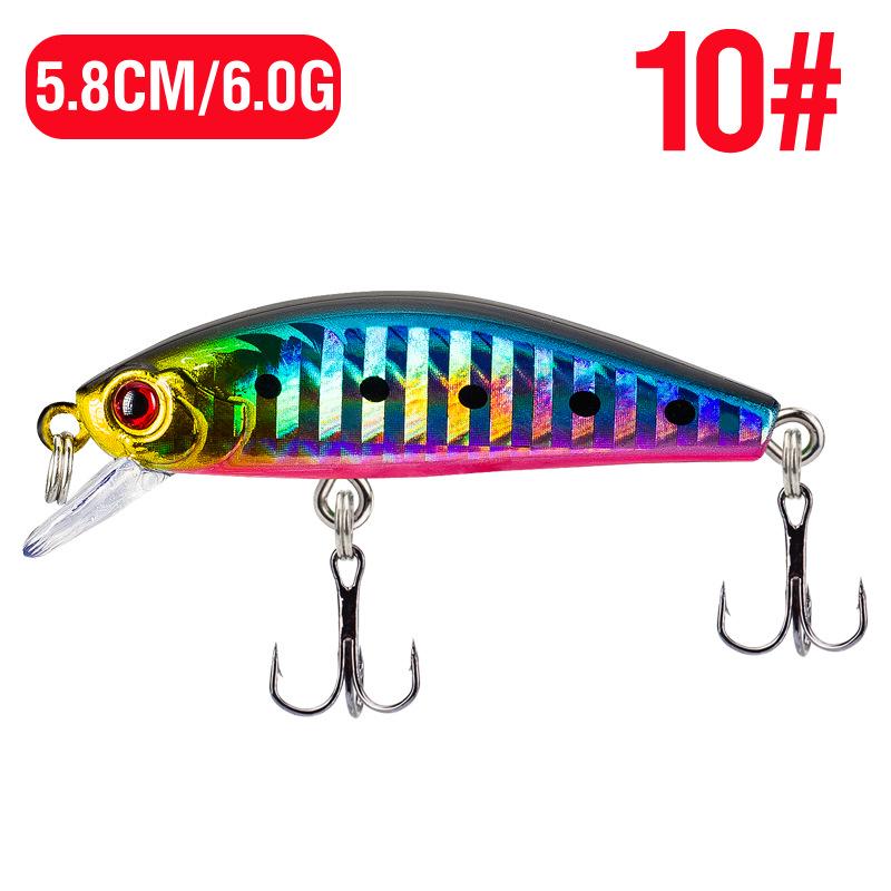 

Многоцветная тонущая приманка минноу с погремушкой, двойным крючком и короткой лопаткой для дальнего заброса 5.8cm/6g