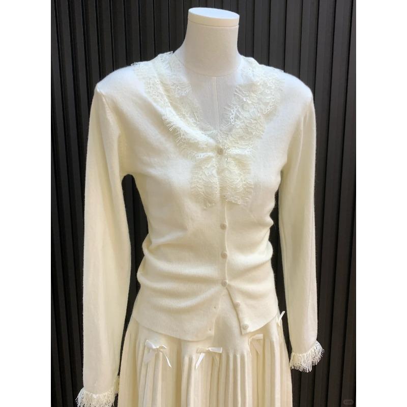 Pure Desire Sweet and Spicy Lace Collar Top Temperament Long-sleeved Bottoming Shirt Women's Autumn and Winter Fashion Knitted Cardigan