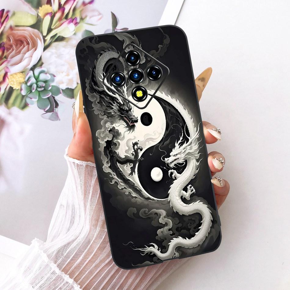 For Infinix Zero 8 8i X687 X687B Cool Dragon Tiger Pattern Phone Case For Infinix Zero8 Zero8i Black Silicone Soft Cases