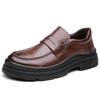 Fashion Classic Brand Men's Thick Soled Loafers Retro Brown Office Business Work Shoes Men's Banquet Formal Shoes Height Increasing