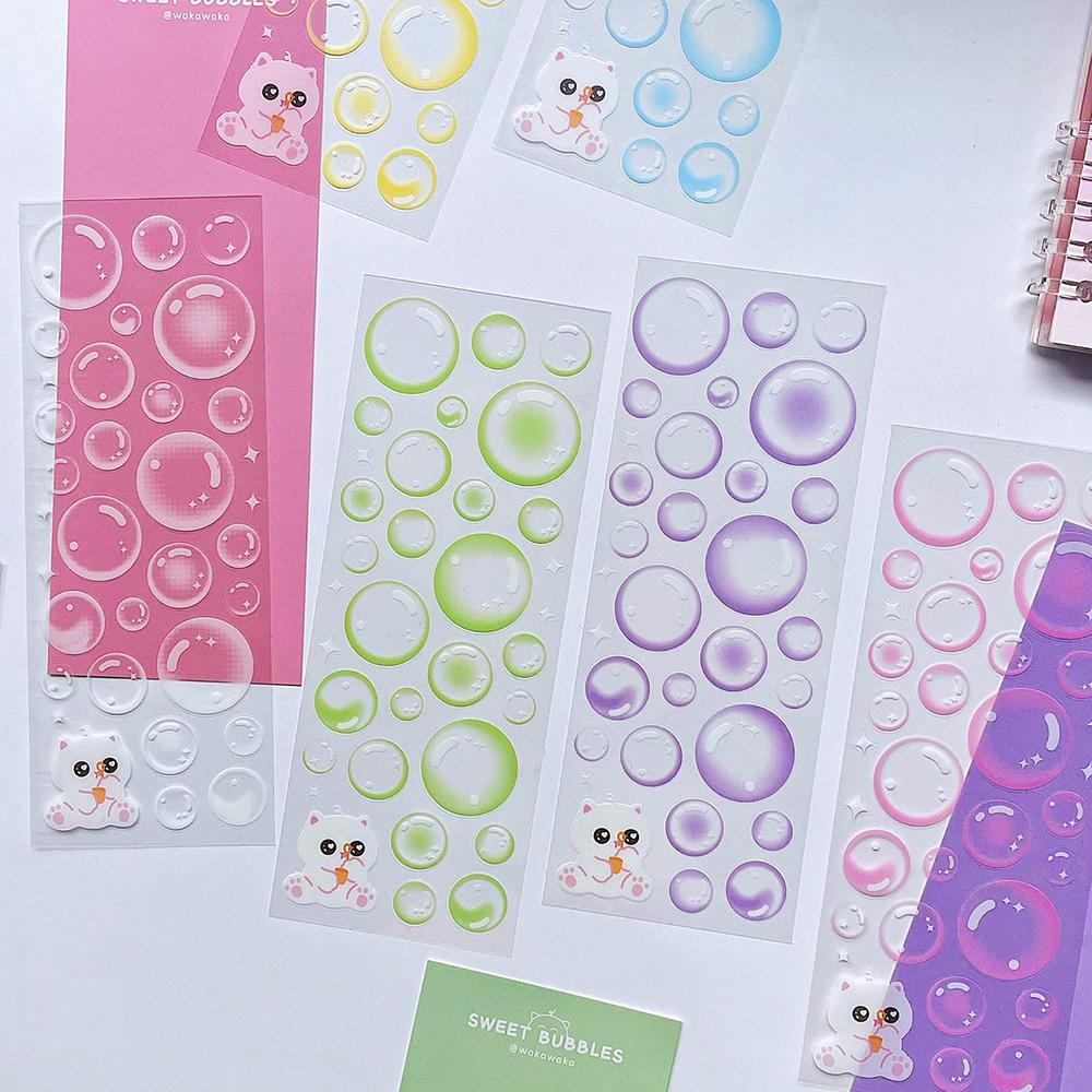 Korean Stickers Wholesale Original Transparent Bubble Ins Style Cute Hand Account with Card Stickers