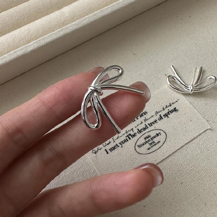 Stylish Bowknot Jewelry Set Personalized Necklace Ear Studs Rings Adornment