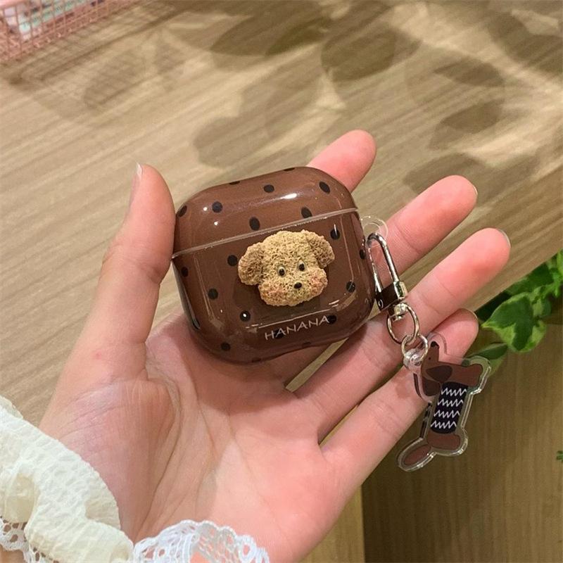 Polka dot three-dimensional dog suitable for AirPods 1 generation protective cover 1st generation 1st generation pro1 apple bluetooth headset case