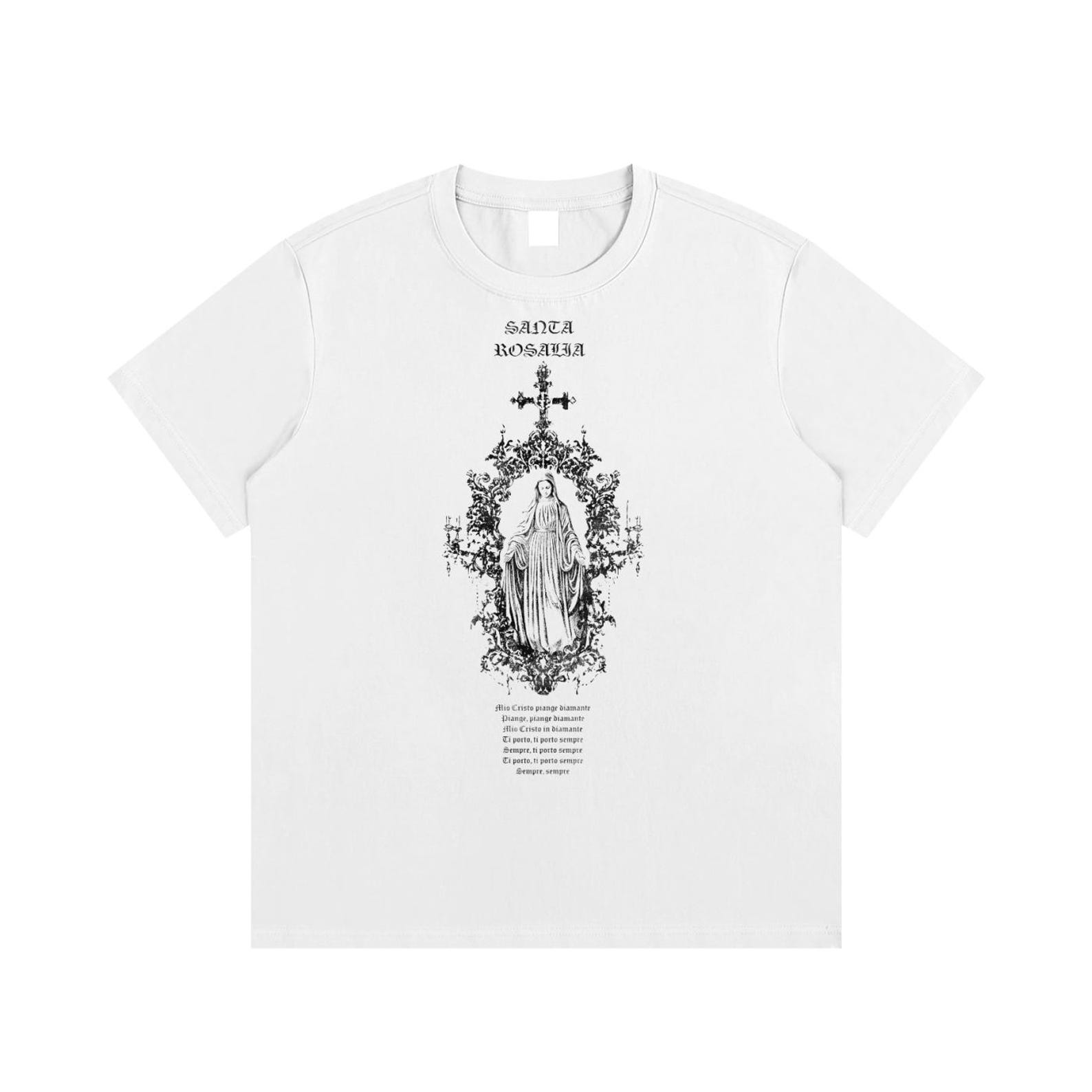Santa Rosalia Graphic Tee | Gothic Devotional Illustration, Religious Art T-Shirt S