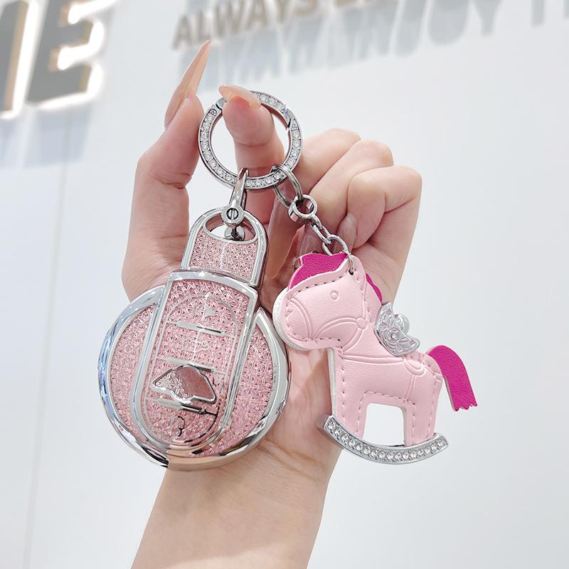 

TPU Car Key Case Remote Cover Holder shell Protector Housing Keyring Chain Styling Fob For MINI Cooper Countryman Clubman pink set-3
