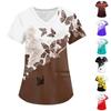 Women's Geometric Print V-Neck Short Sleeve Scrub Top Uniform