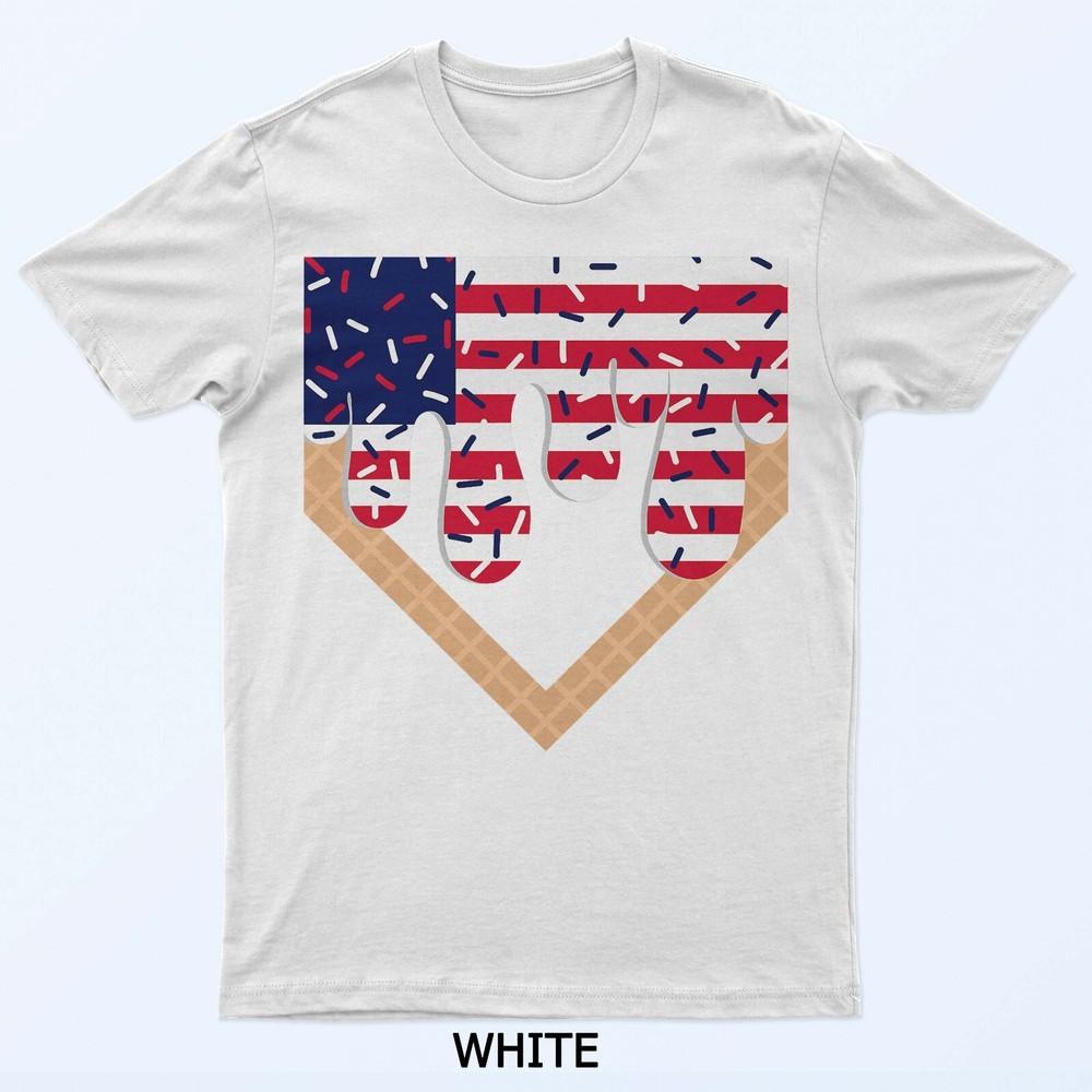 

Baseball Drip Boy Ice Cream Patriotic American Flag 4th July T-Shirt S