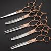 Rose Gold 6.5" Double Tail Pet Grooming Scissors with Curved Tip & Straight Tooth for Cats & Dogs.