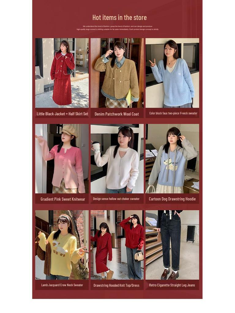 Double Heaven 2024 Frühling Übergröße V-Ausschnitt Rüschenkleid für Damen