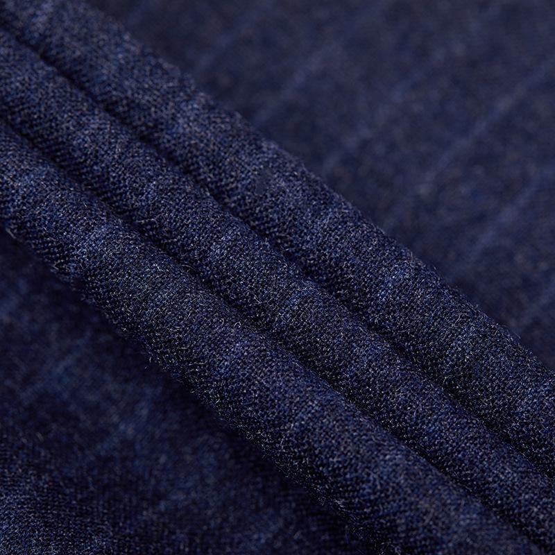 Korean Style Men's Slim Fit Blue Striped Three-Piece Suit