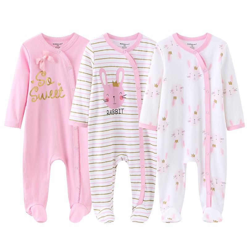 

3-Piece Newborn Baby Clothing Set: Pure Cotton Snap Crotch Rompers for Spring 3-6 Months