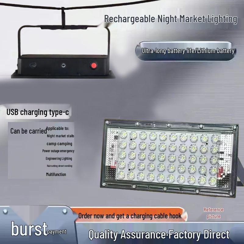 Super Bright Outdoor Stall & Barber Shop Lighting: Warm Light Charging Strip with Stand