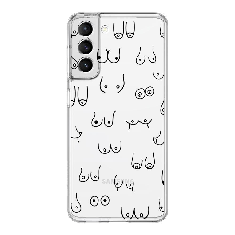 Boobs Art Print Phone Case For Samsung Galaxy S23 S22 Ultra S20 S21 FE 5G S10 S10E S9 S8 Plus 4G Soft Silicone Clear Back Cover