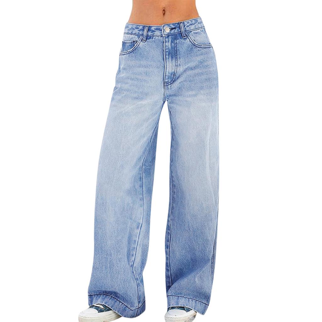Women's Fashionable Color Pocket Casual Versatile Straight Leg Jeans