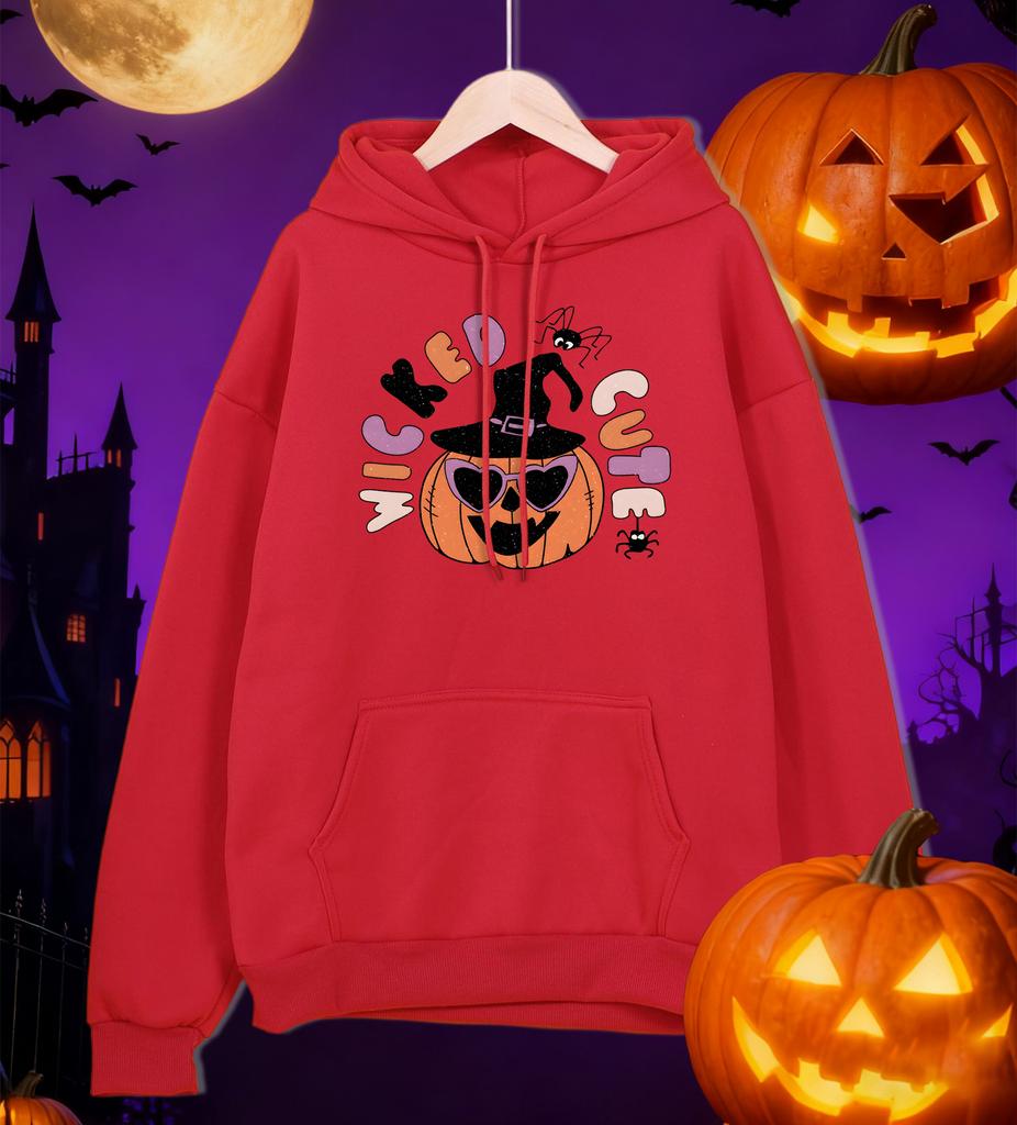 Halloween Wicked Cute Pumpkin Head Print Men Hoodie Hip Hop Loose Streetwear All-Match Fleece Hoody Autumn Multicolor Sportswear