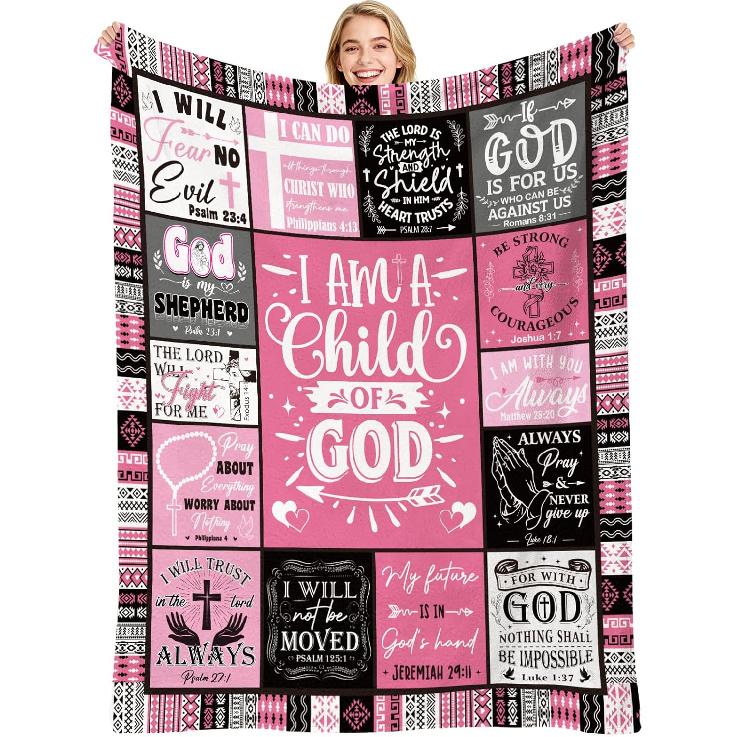 Christian Gifts for Women, I Am a Child of God Throw Blanket, pirational Religious Birthday Catholic Spiritual Baptism Confirmation Gifts for Girls