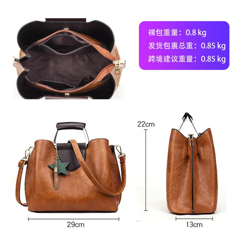 New street trend contrasting colors large capacity horizontal square PU shoulder crossbody portable mother and child bag