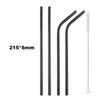 Reusable Metal Drinking Straws 304 Stainless Steel Sturdy Bent Straight Drinking Straw with Cleaning Brush Bar Party Accessory