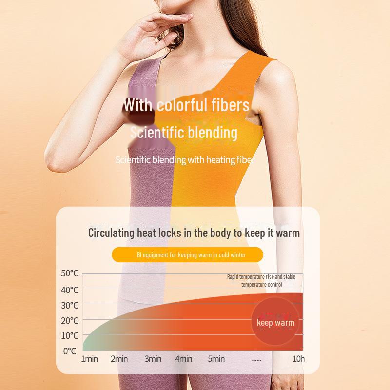 Damen Seide Kaschmir Nahtloses Warmes Unterhemd - Slim Fit Rundhals Unterwäsche