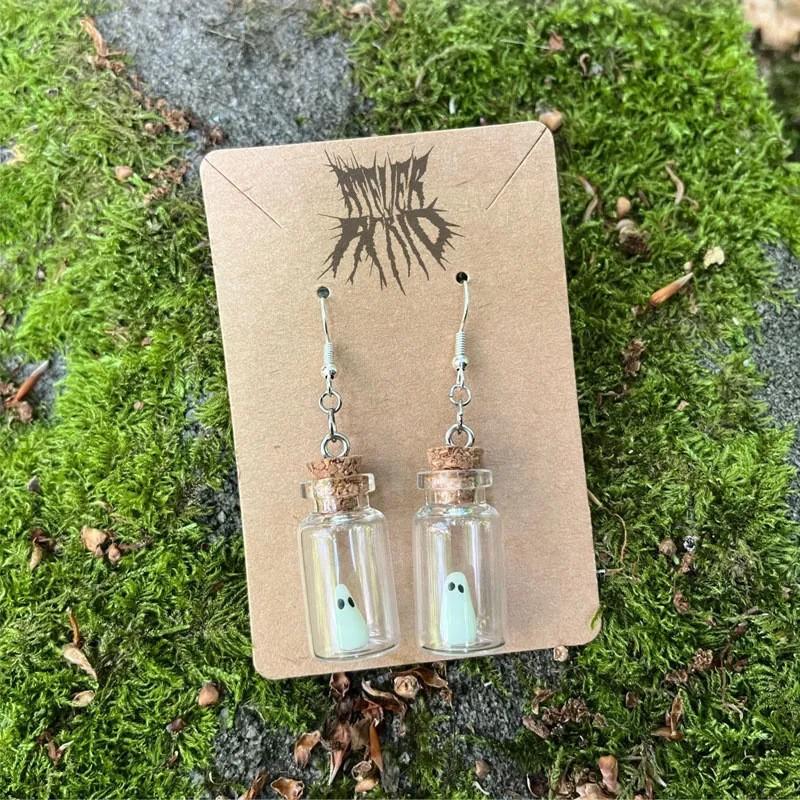 Halloween Glow Tiny Ghost In A Bottle Pendant Necklace for Women Jewelry Festival Gifts
