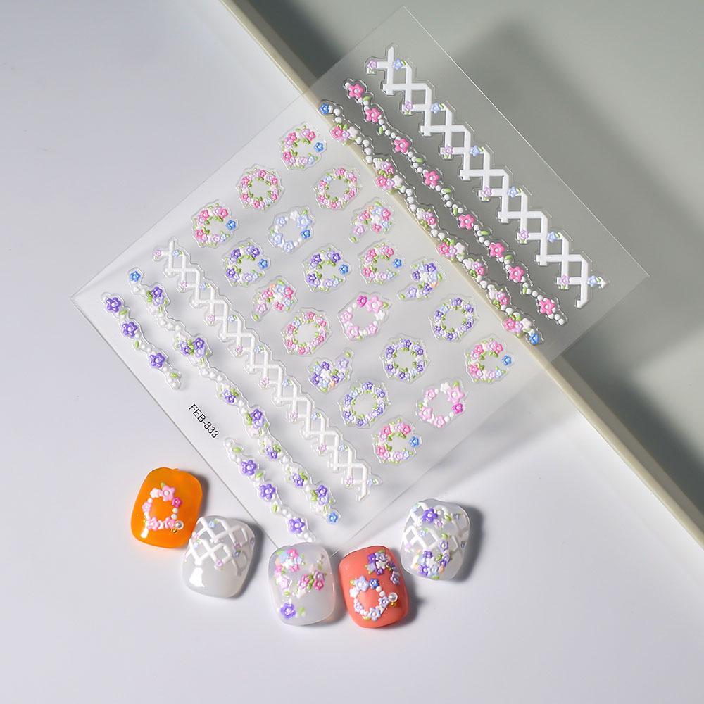 2024 Xiaohongshu Rabbit & Wreath Nail Stickers - Cute Cartoon Series in Multiple Styles