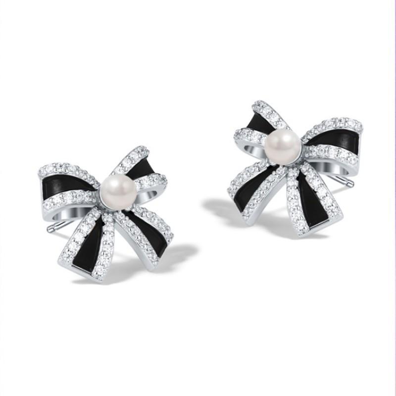 Delicate Three-dimensional Bow Earrings Female Fashion Small Earrings Tassel Earrings Niche Valentine's Day Simple Versatile Fashion Earrings Jewelry
