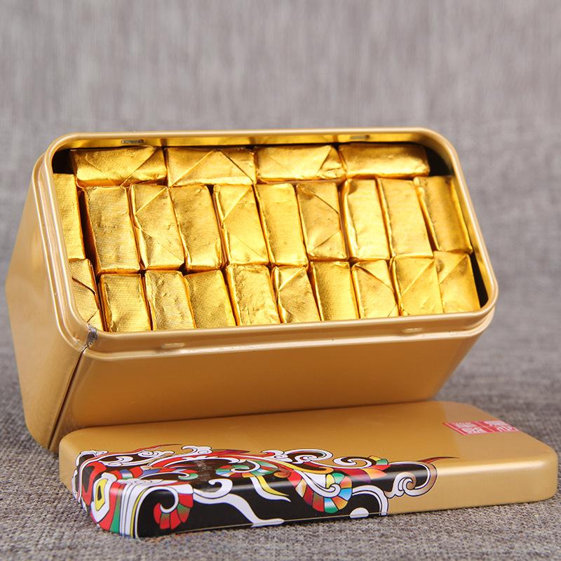 2003 Ceai Pu'er Mini Caramida Aur în cutie de fier