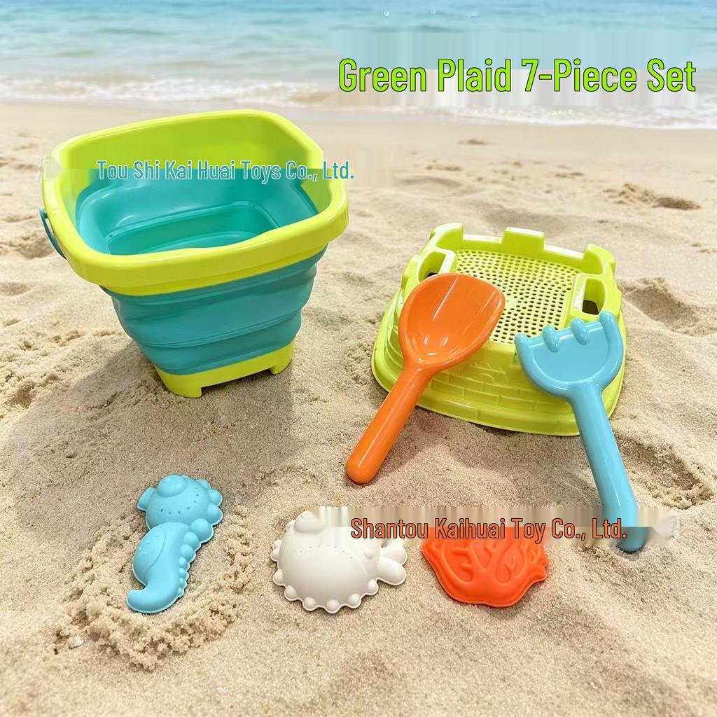 Children's Foldable Beach Toy Set: Bucket, Shovel, Sand Timer, and Digging Tools for Sand and Water Play