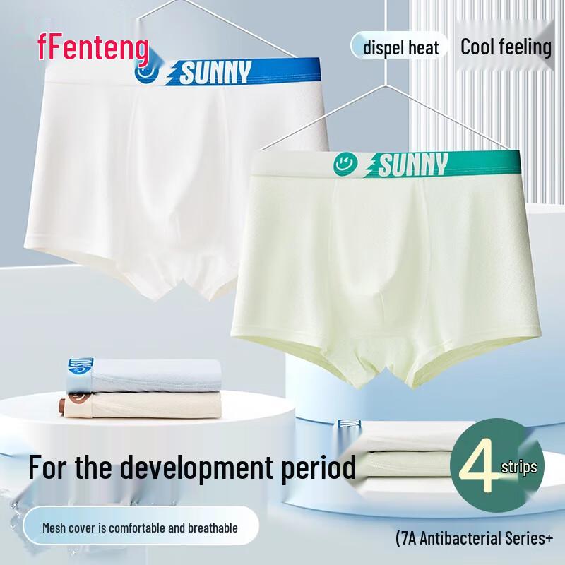 Fenteng Teen Boys' Ice Silk Antibacterial Boxer Briefs