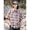 Retro Plaid Shirt Men'S Short Sleeved Trendy Casual Versatile Shirt Hong Kong Style Spring And Autumn Hooligan Handsome Inch Jacket