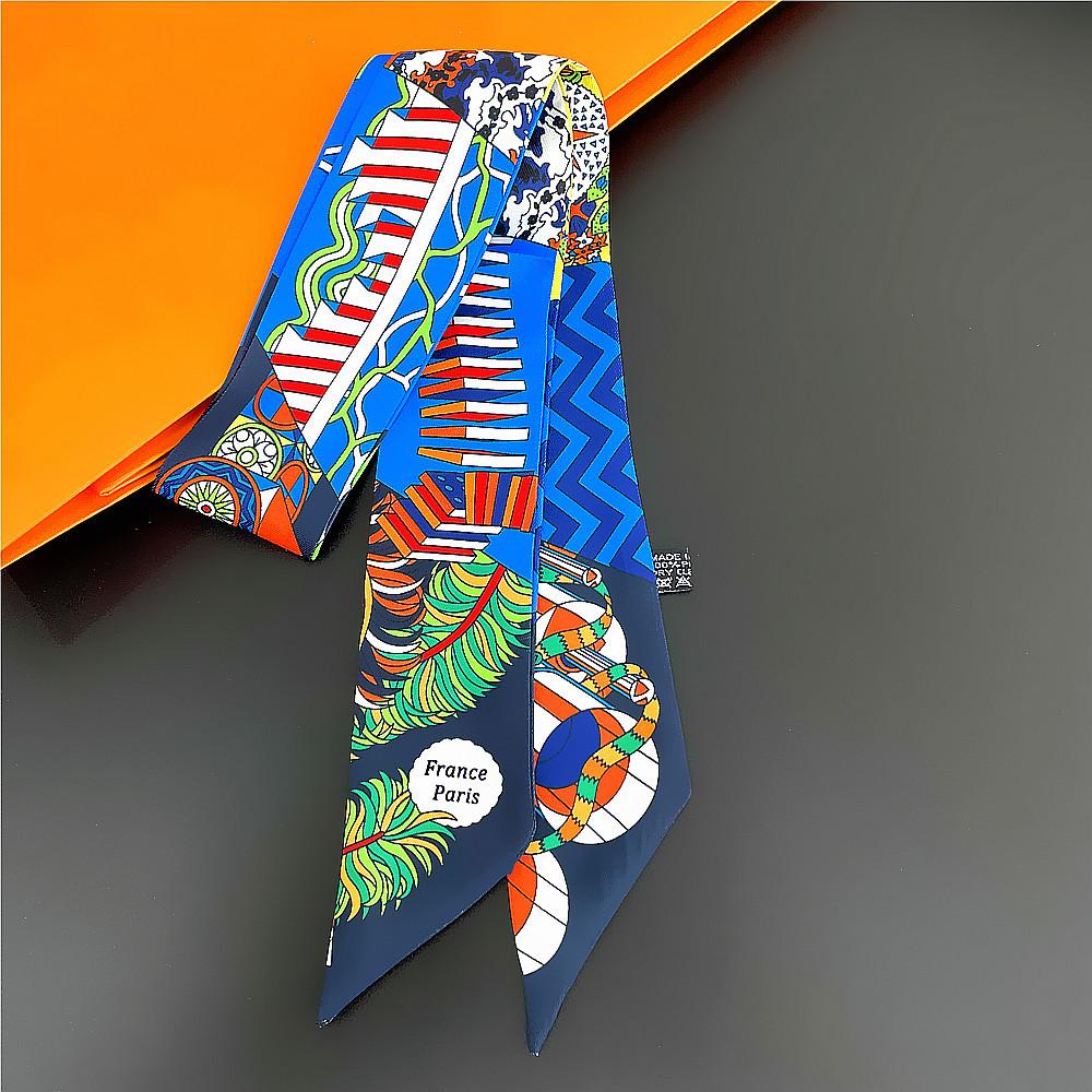 New Long Small Silk Scarf Headband Women S Double-Sided Elegant Binding Strap Streamer Small Scarf Gift Ribbon Silk Scarf