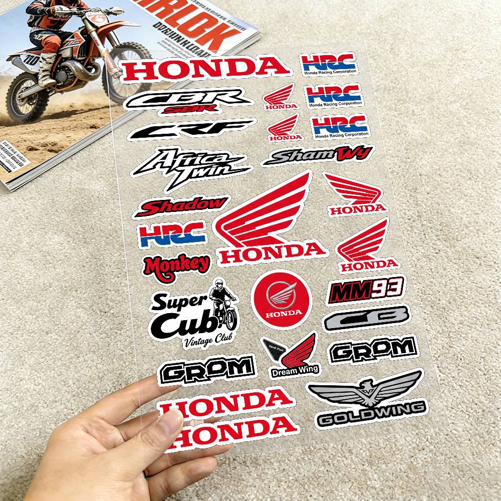FOR HONDA HRC H WING Motorcycle Reflective Stickers Waterproof Decals for Helmet Scooter Fuel Tank Toolbox Racing XL0