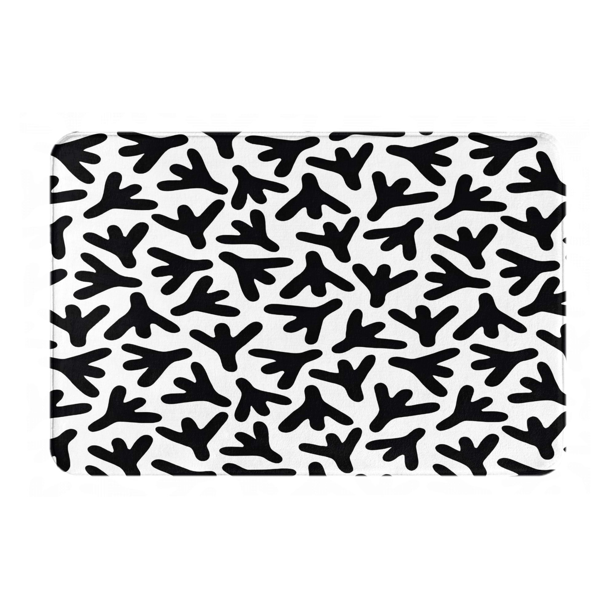 

Chicken Foot Print Doormat – Flannel Non-Slip with Black Claw Pattern on White, Entryway Kitchen Bathroom Living Room 40cm x 60cm