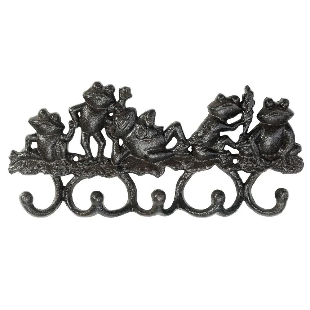 Retro Nostalgic Cast Iron Hook Frog Animal Shape Home Foyer Clothing Hook Indoor Garden Exterior Wall Decoration Hook
