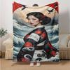 1pc Japanese Geisha Design Throw Blanket Home Decor, Sofa Cover, Outdoor Blanket .W052