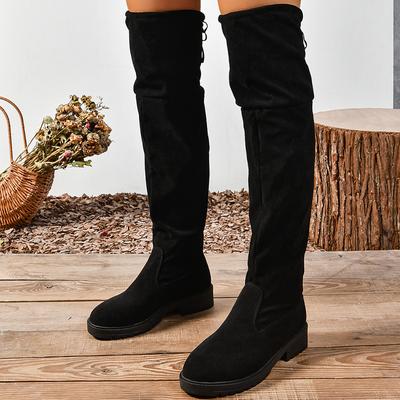 Sapatilhas Femininas Botas Acima do Joelho Camurça Retrô Sapatos de Designer Inverno Clássico Botas de Motociclista Novo Caminhada Gótico Femme Zapatos