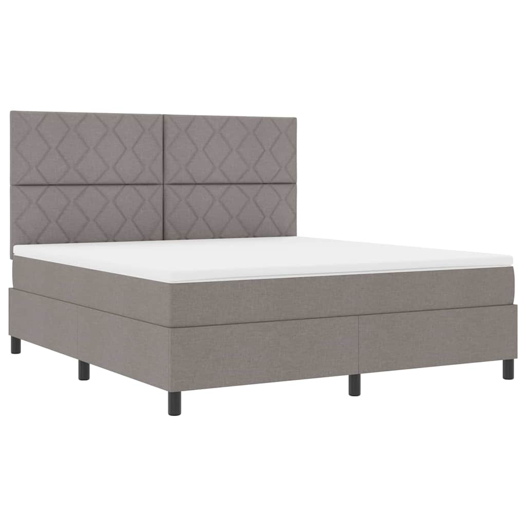 Boxspring Bed with Headboard Taupe 180 X 200 Cm Fabric