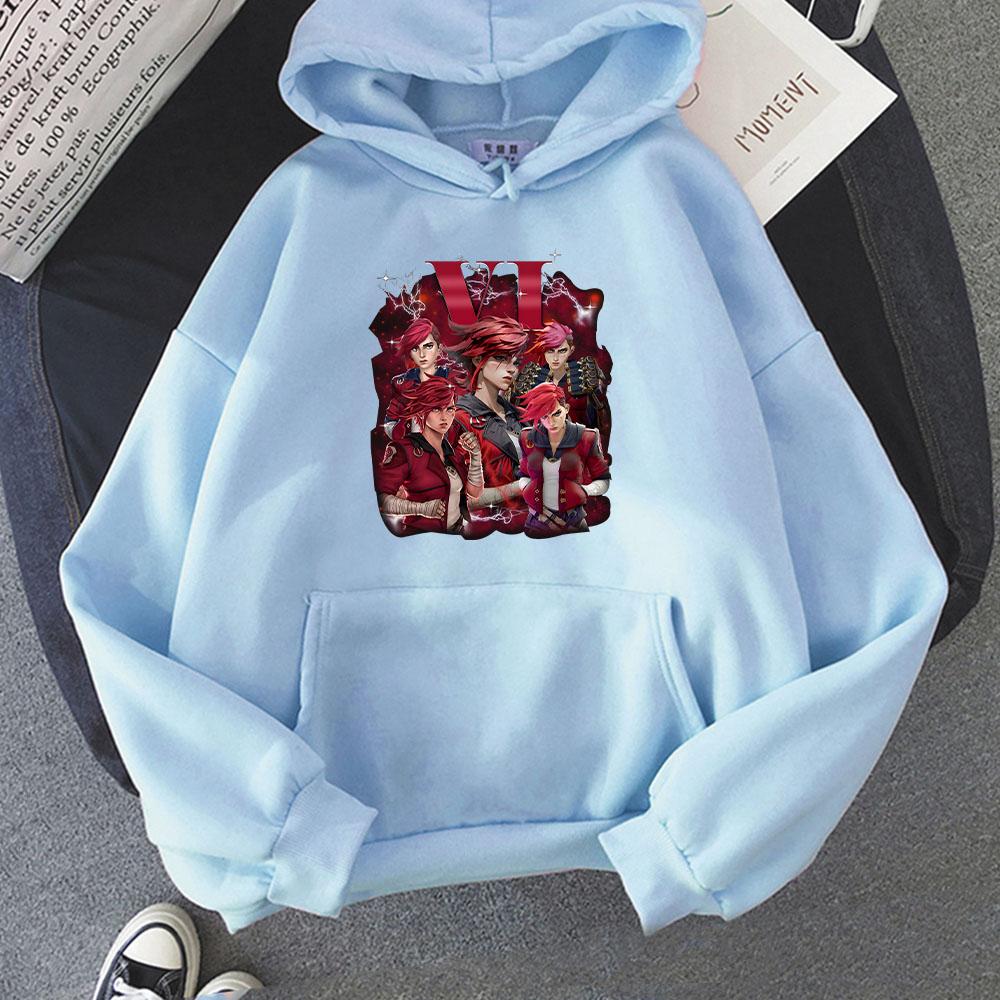 Vi Arcane Hoodie Graphic Print Animation Punk Sweatshirt Long Sleeve 2025 New Popular Clothing Soft Sudaderas Unisex Pullovers